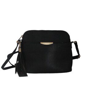 Deluxity Los Angeles Black Faux Leather Zippered Crossbody Purse PETA Vegan NWT